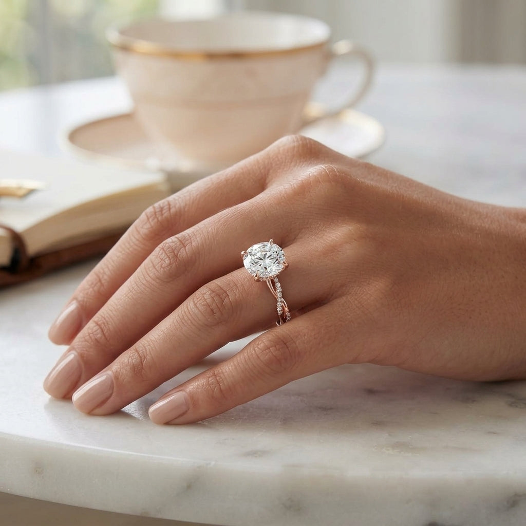 Ciela – 2 Carat Round Criss Cross Pavé Solitaire