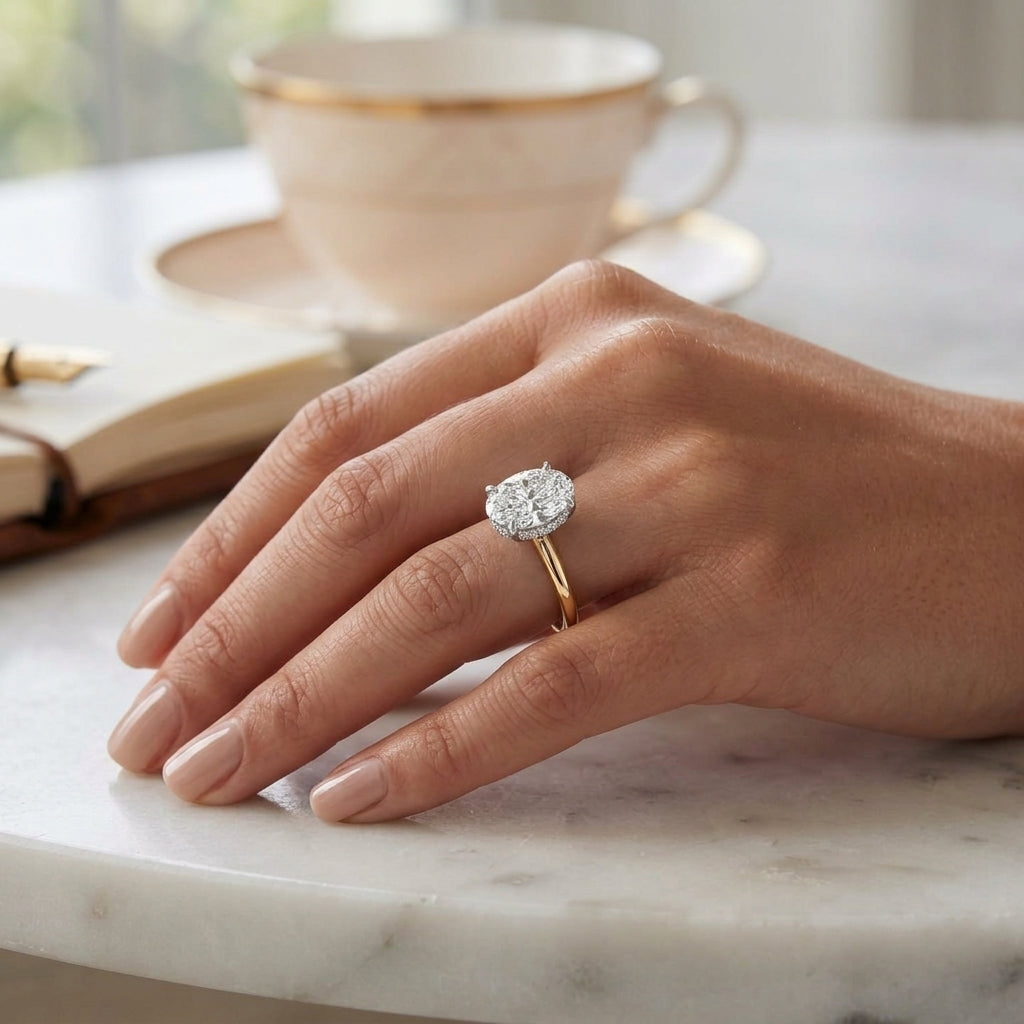 Sola – 2 Carat Oval Hidden Halo Solitaire