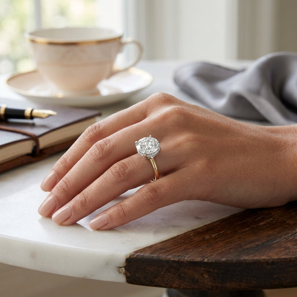 Sola – 3 Carat Round Hidden Halo Solitaire