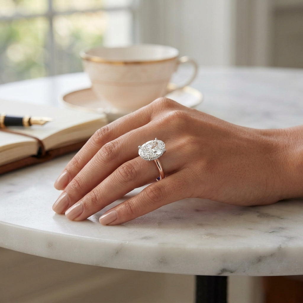 Lyra – 2 Carat Oval Cathedral Hidden Halo
