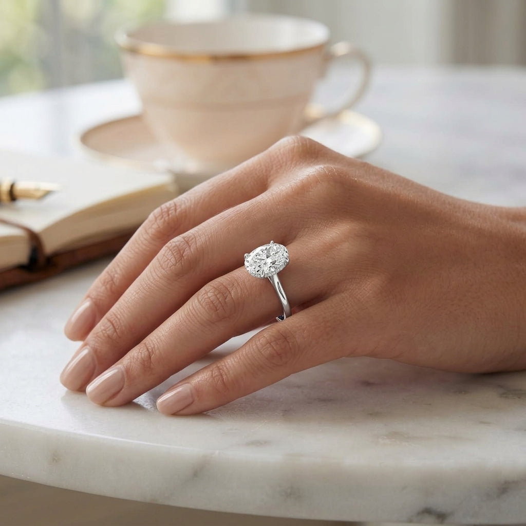 Lyra – 2 Carat Oval Cathedral Hidden Halo