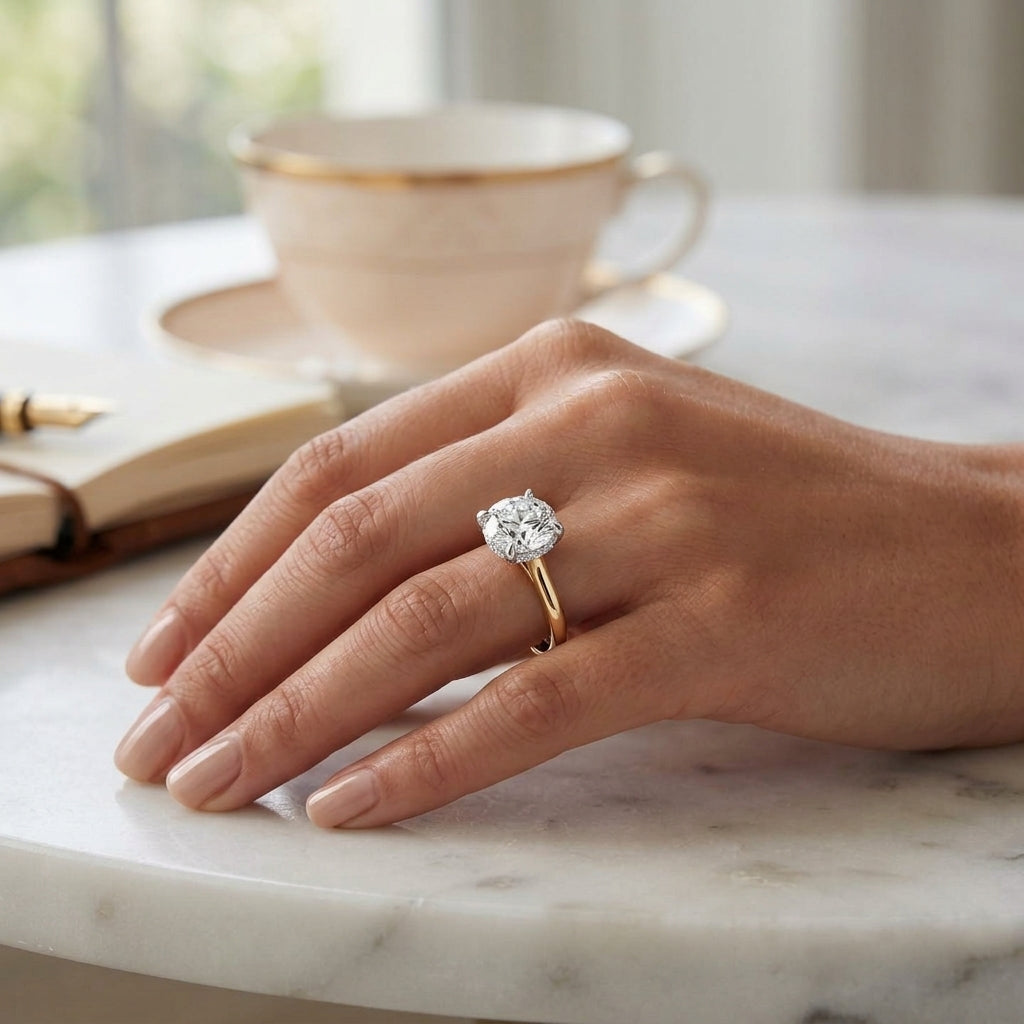 Lyra – 2 Carat Round Cathedral Hidden Halo