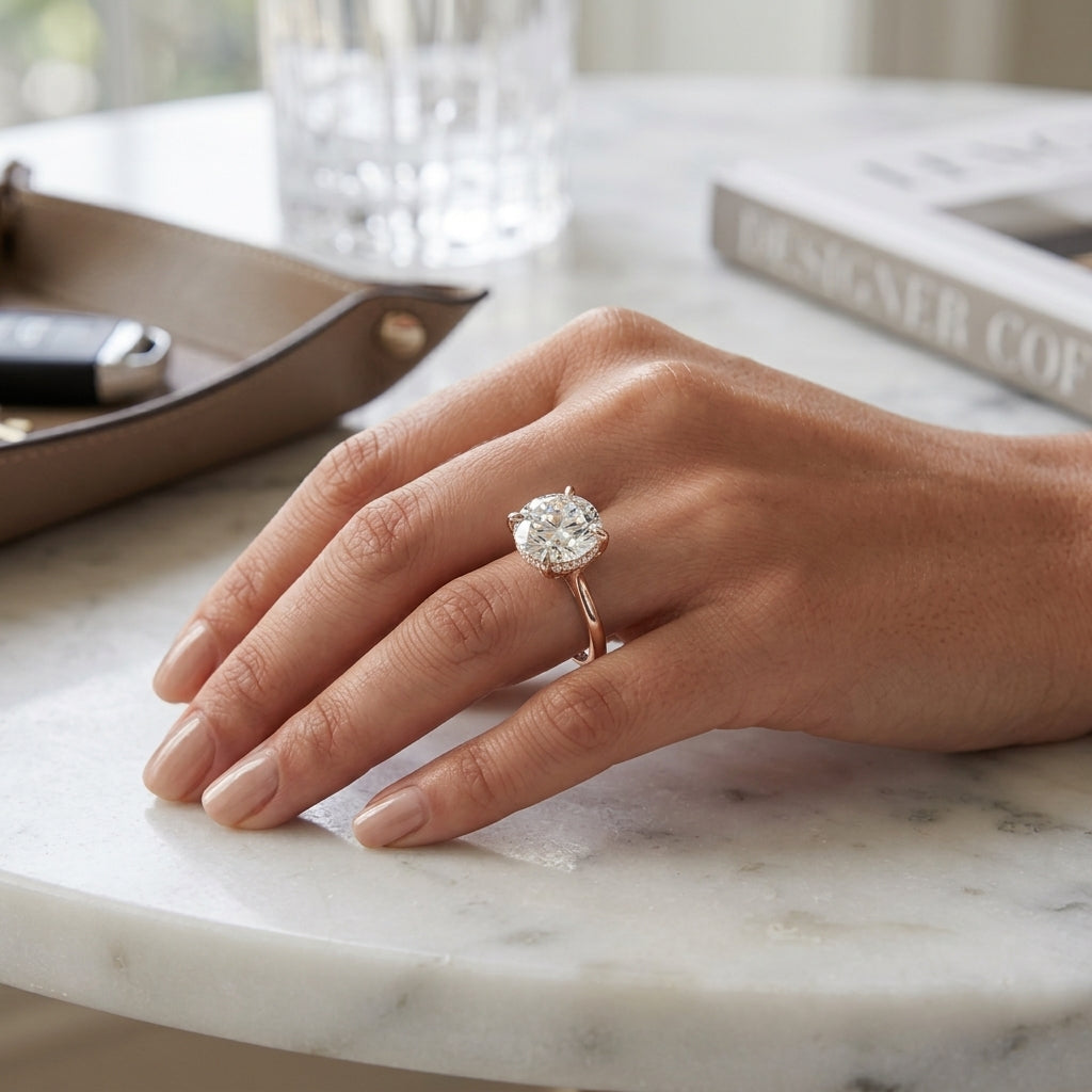 Lyra – 3 Carat Round Cathedral Hidden Halo
