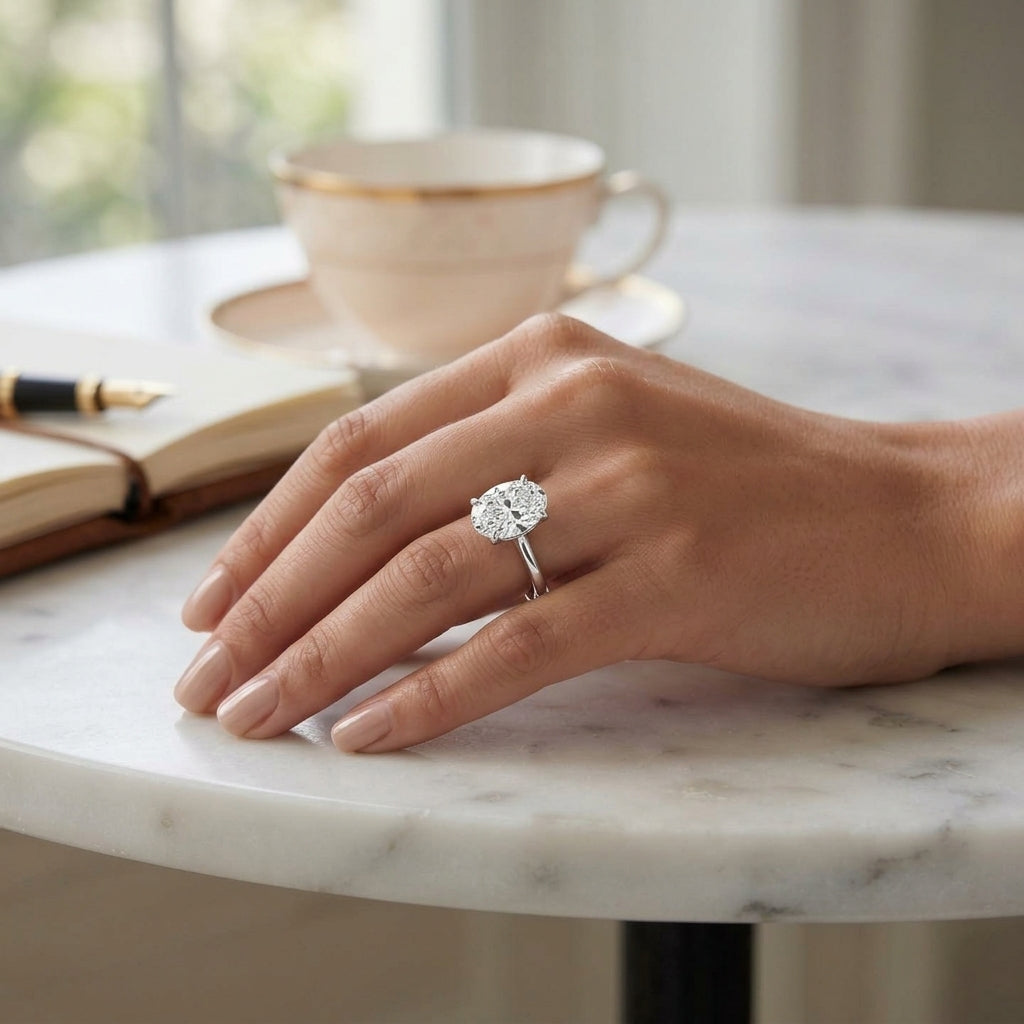 Iris – 3 Carat Oval Cathedral Classic Solitaire