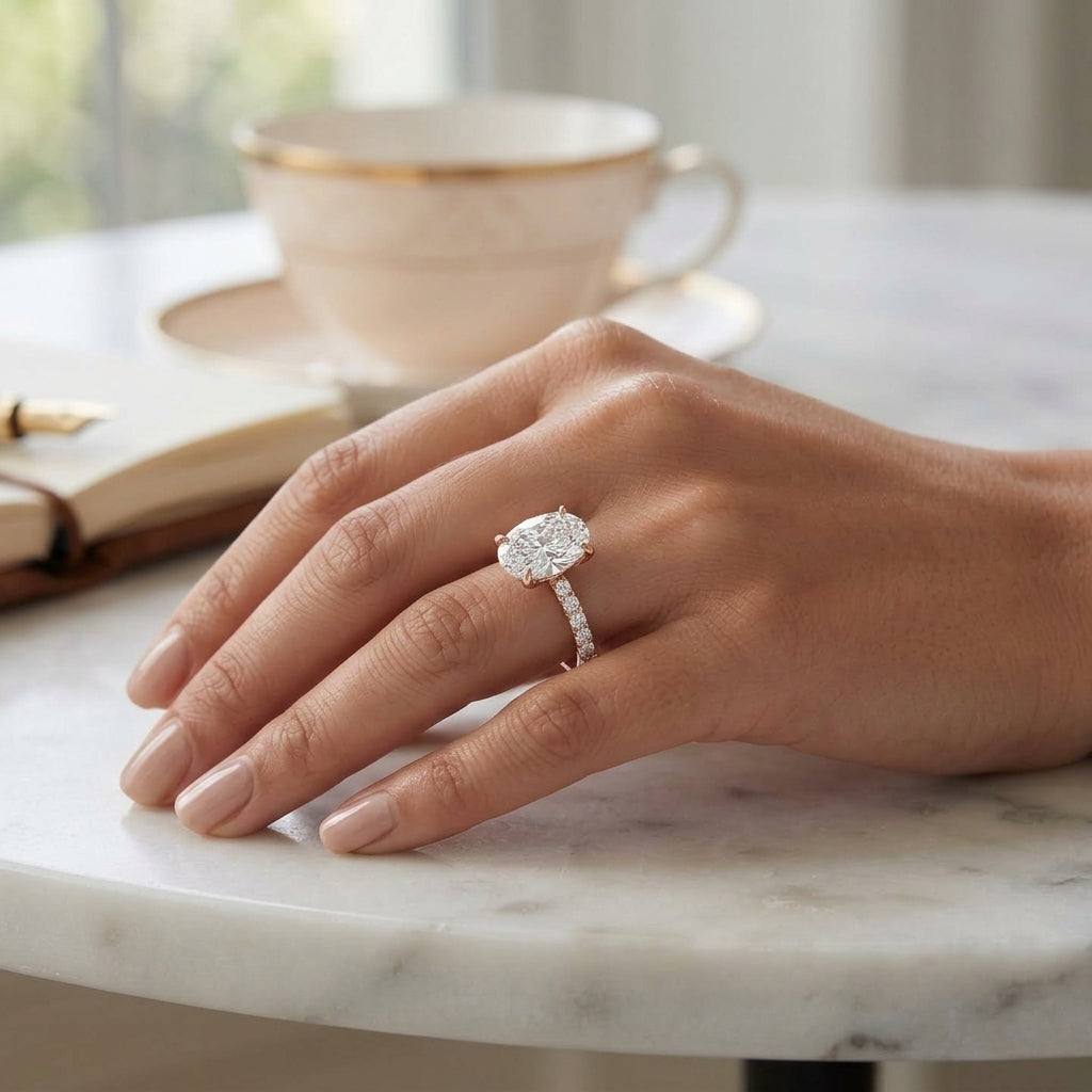 Astra – 2 Carat Oval Pavé Solitaire