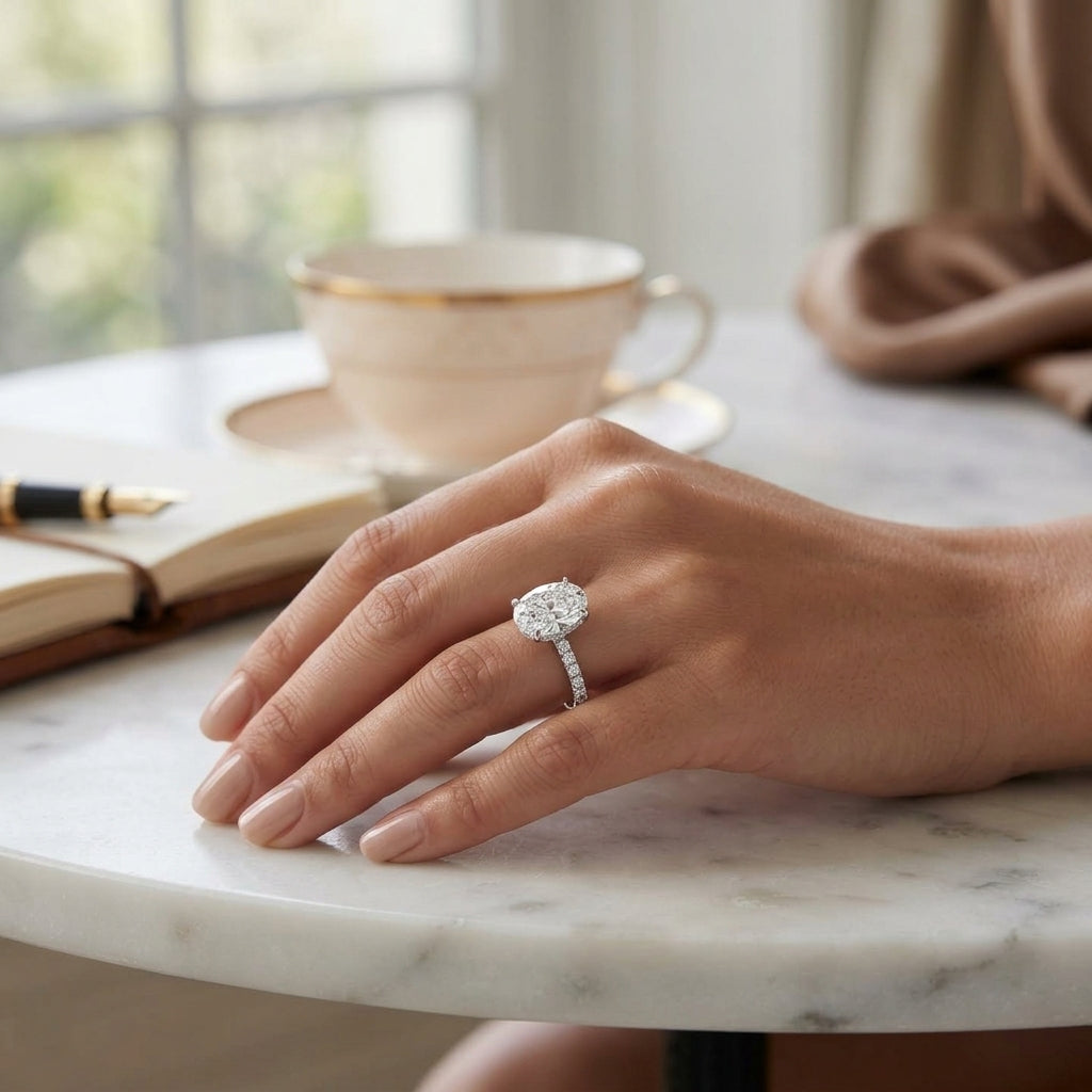 Astra – 2 Carat Oval Pavé Solitaire
