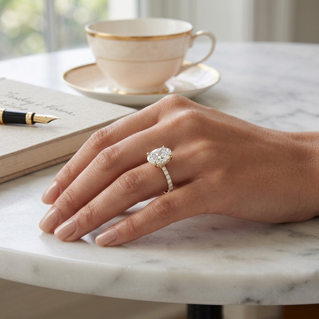 Astra – 2 Carat Oval Pavé Solitaire