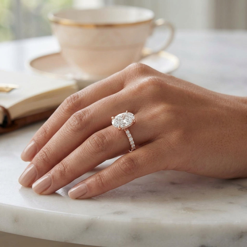 Astra – 3 Carat Oval Pavé Solitaire