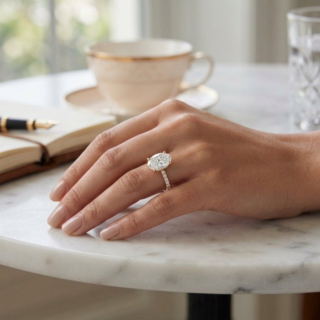 Astra – 3 Carat Oval Pavé Solitaire