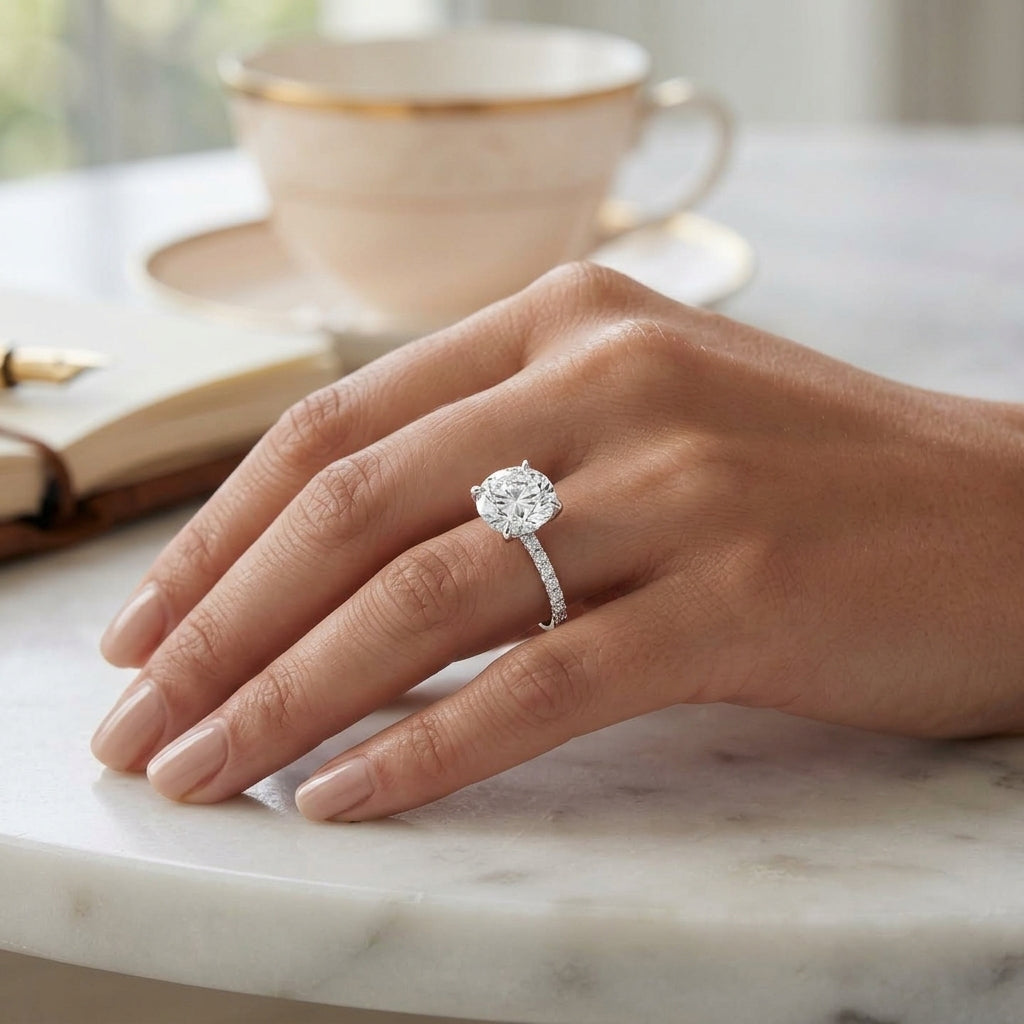 Astra – 3 Carat Round Pavé Solitaire