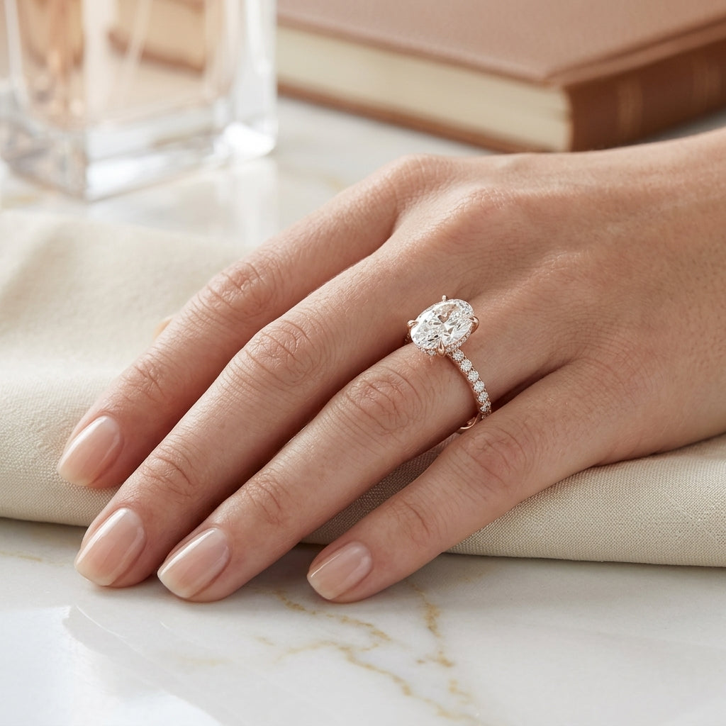 Eria – 2 Carat Oval Pavé with Hidden Halo