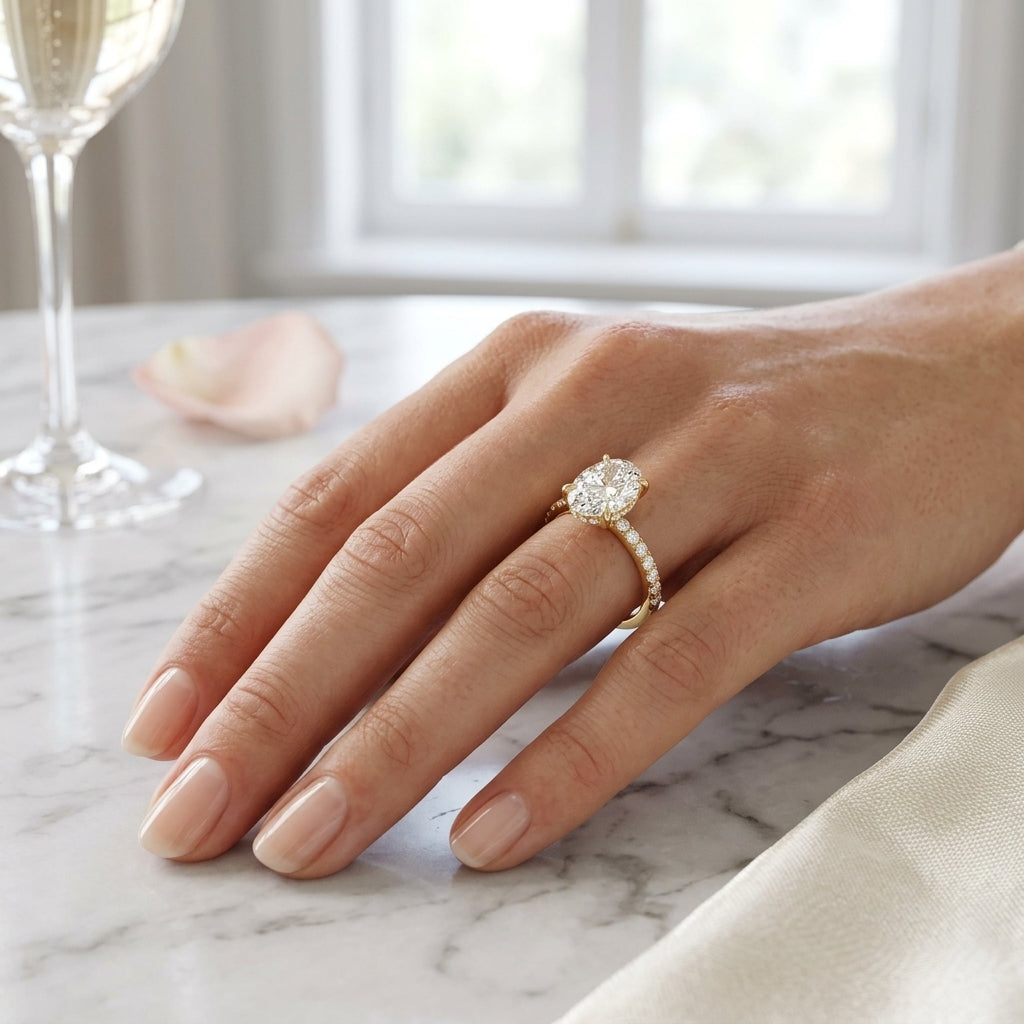 Eria – 2 Carat Oval Pavé with Hidden Halo