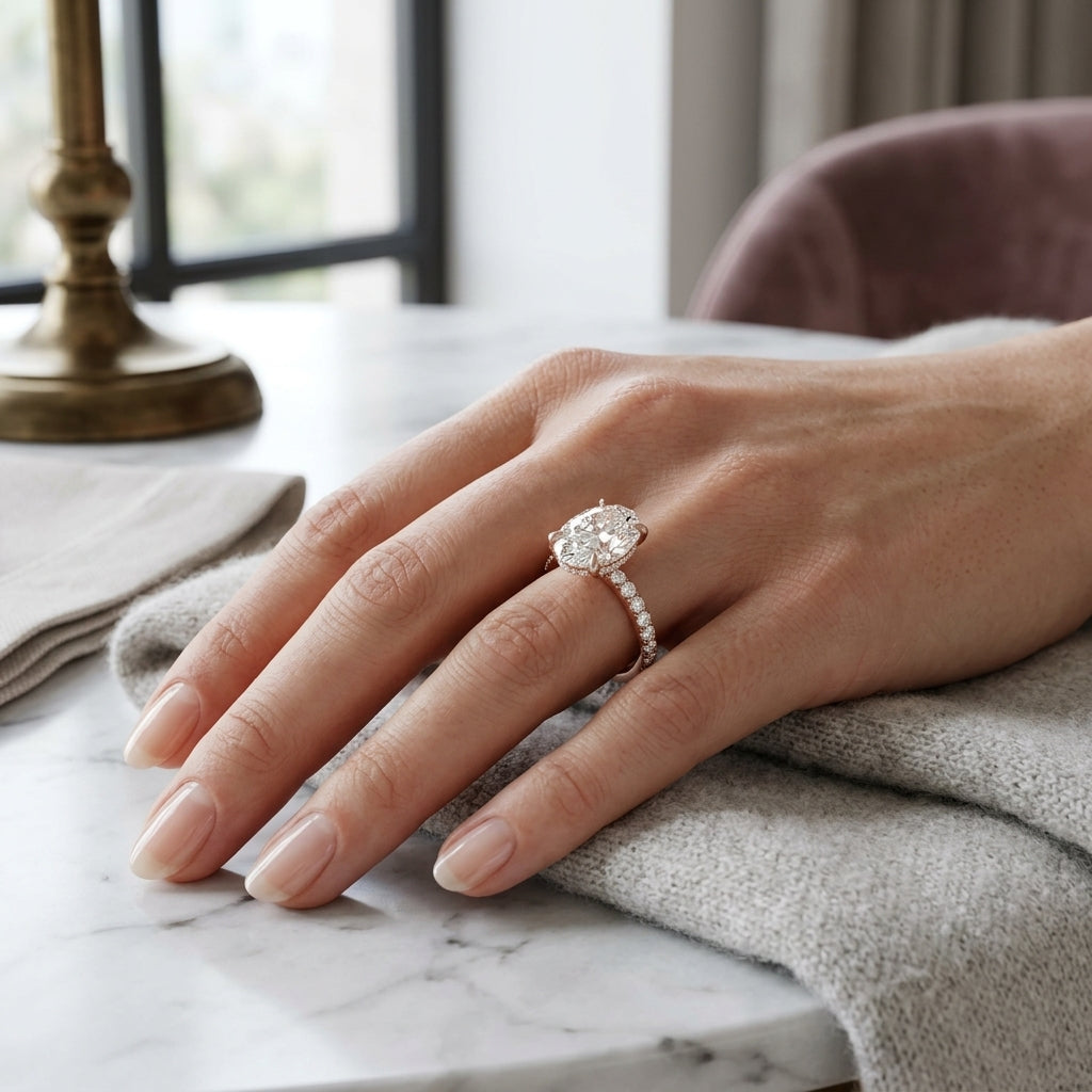 Eria – 3 Carat Oval Pavé with Hidden Halo