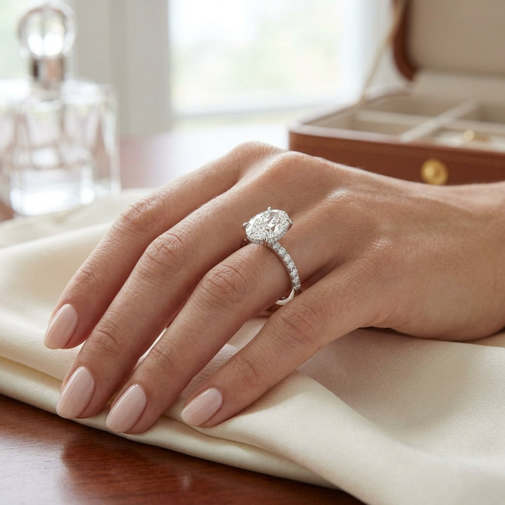 Eria – 3 Carat Oval Pavé with Hidden Halo
