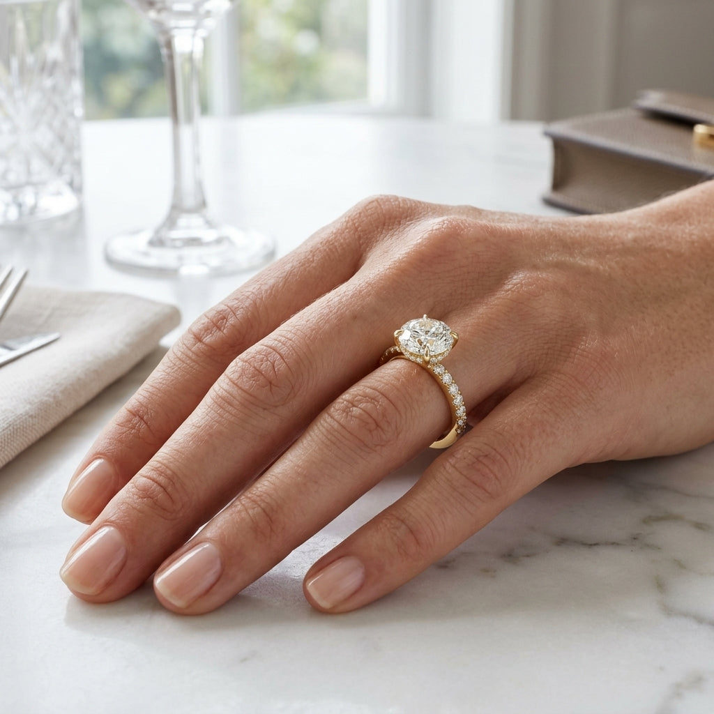 Eria – 2 Carat Round Pavé with Hidden Halo