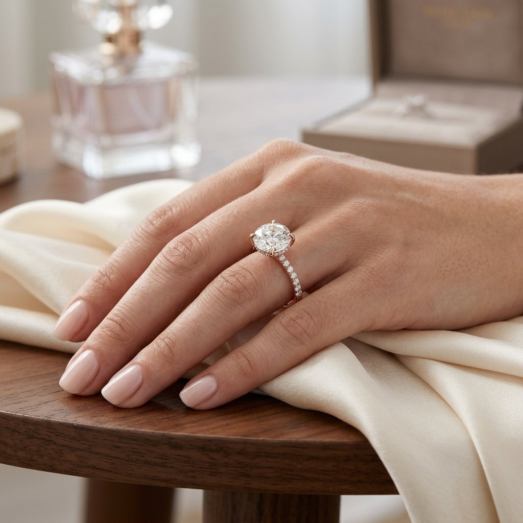 Eria – 3 Carat Round Pavé with Hidden Halo