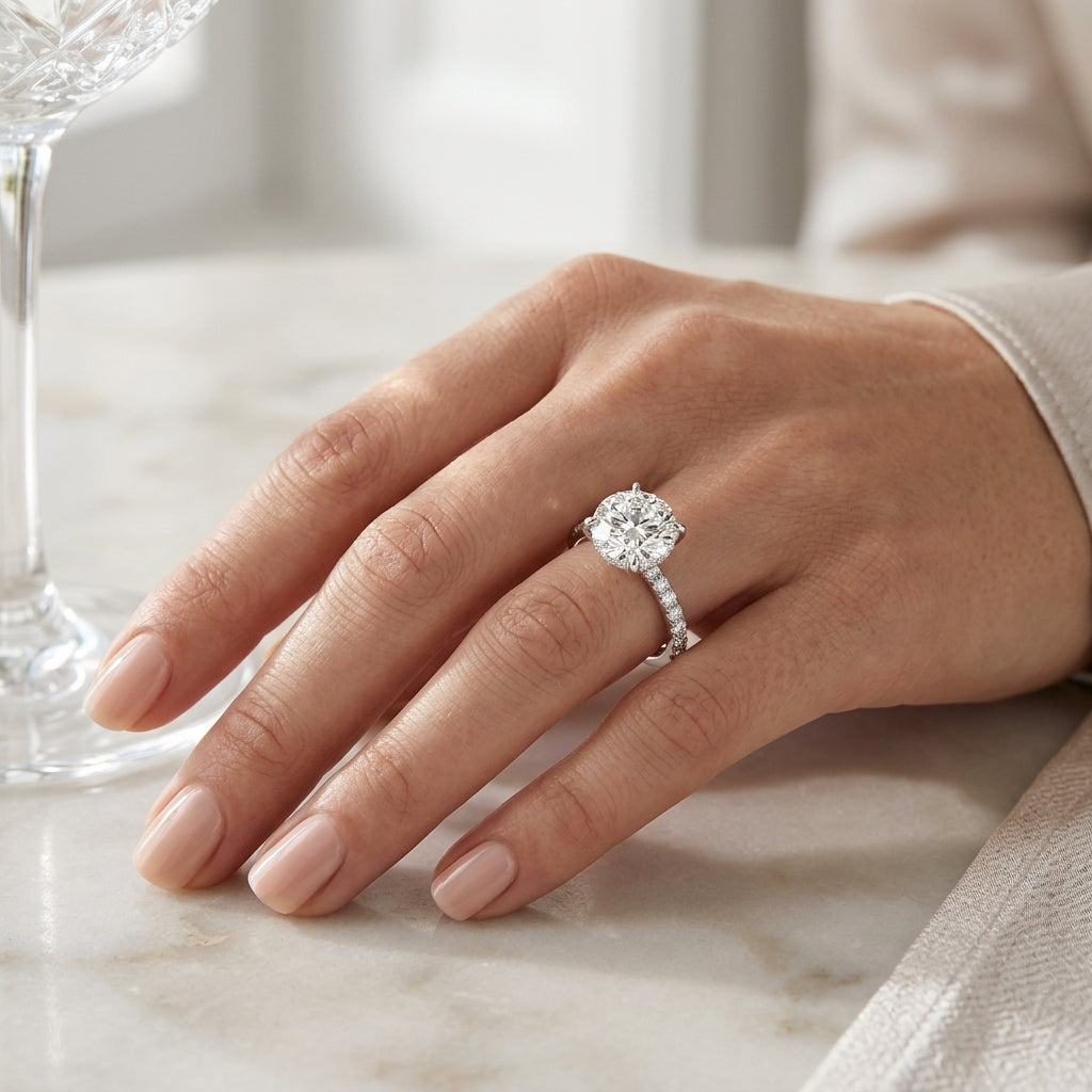 Eria – 3 Carat Round Pavé with Hidden Halo