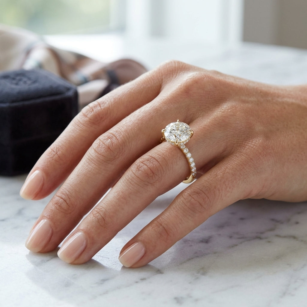 Eria – 3 Carat Round Pavé with Hidden Halo