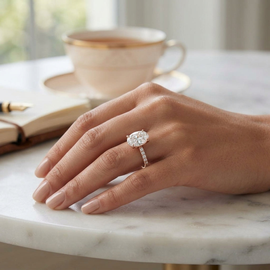 Celine – 2 Carat Oval Cathedral Pavé