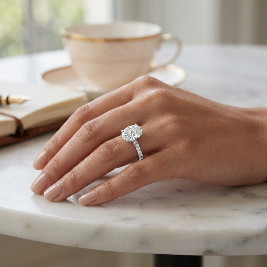 Celine – 2 Carat Oval Cathedral Pavé