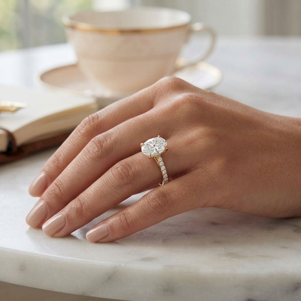 Celine – 2 Carat Oval Cathedral Pavé