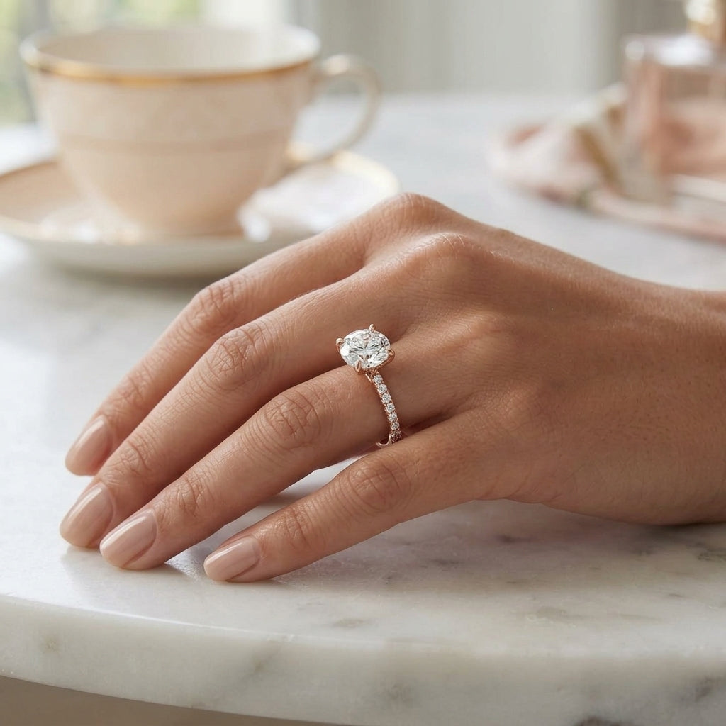 Celine – 2 Carat Round Cathedral Pavé