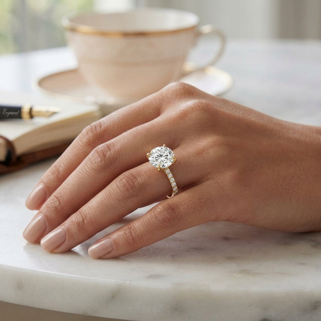 Celine – 3 Carat Round Cathedral Pavé