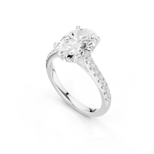 Mira – 2 Carat Oval Hidden Halo Cathedral Pavé