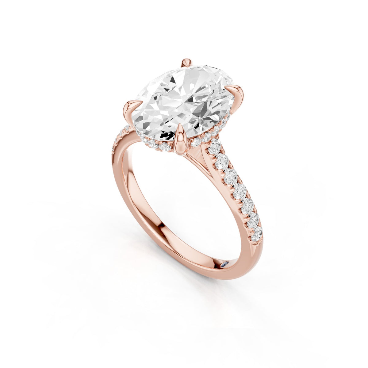 Mira – 3 Carat Oval Hidden Halo Cathedral Pavé