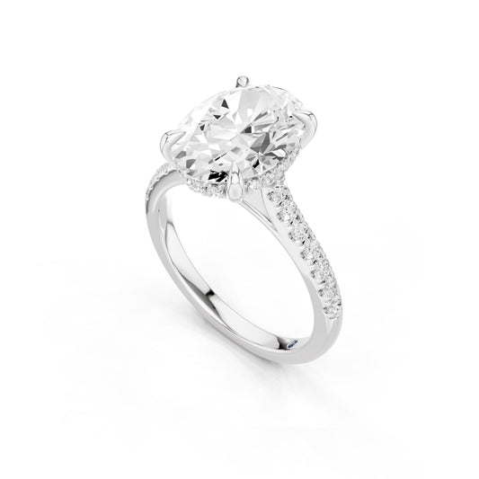 Mira – 3 Carat Oval Hidden Halo Cathedral Pavé