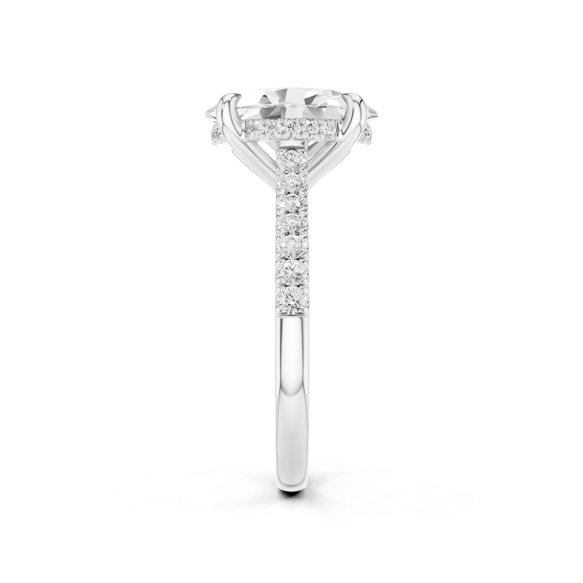 Mira – 3 Carat Oval Hidden Halo Cathedral Pavé
