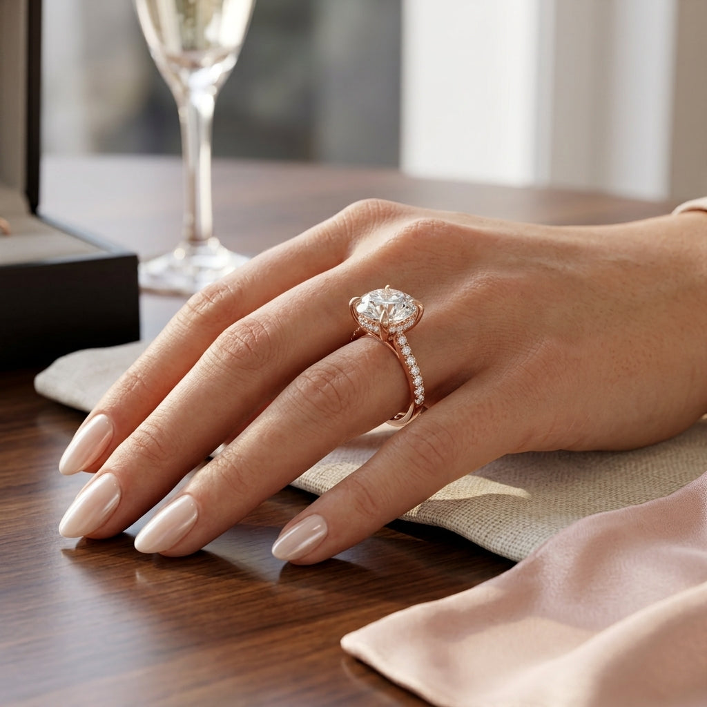 Mira – 2 Carat Round Hidden Halo Cathedral Pavé