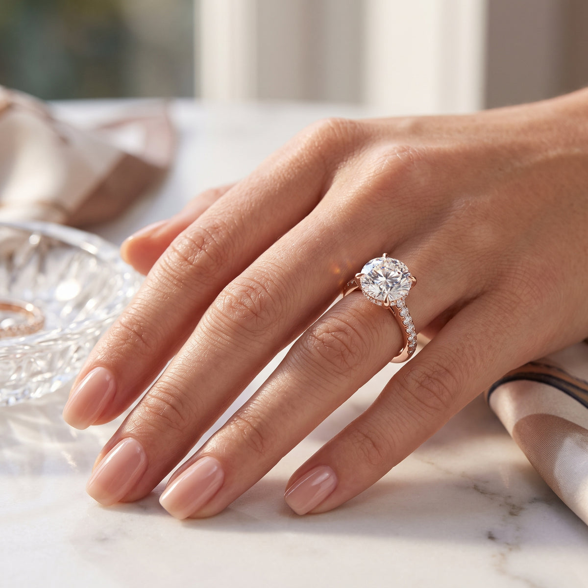 Mira – 3 Carat Round Hidden Halo Cathedral Pavé