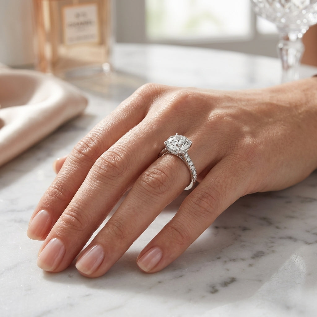 Mira – 3 Carat Round Hidden Halo Cathedral Pavé