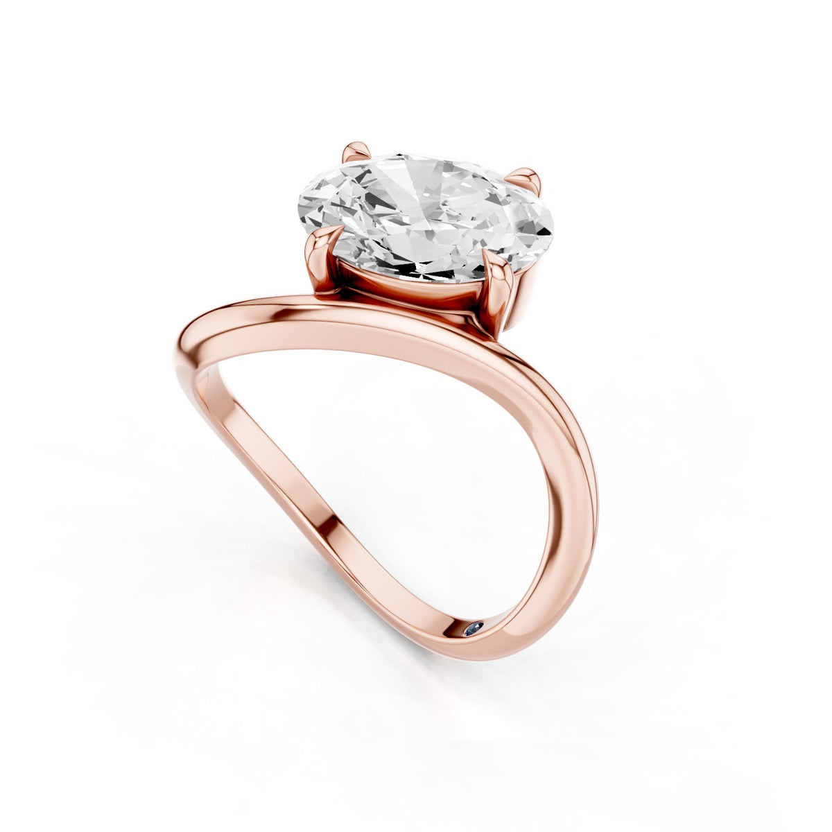 Ena – 2 Carat Oval Curved Offset Bezel Solitaire
