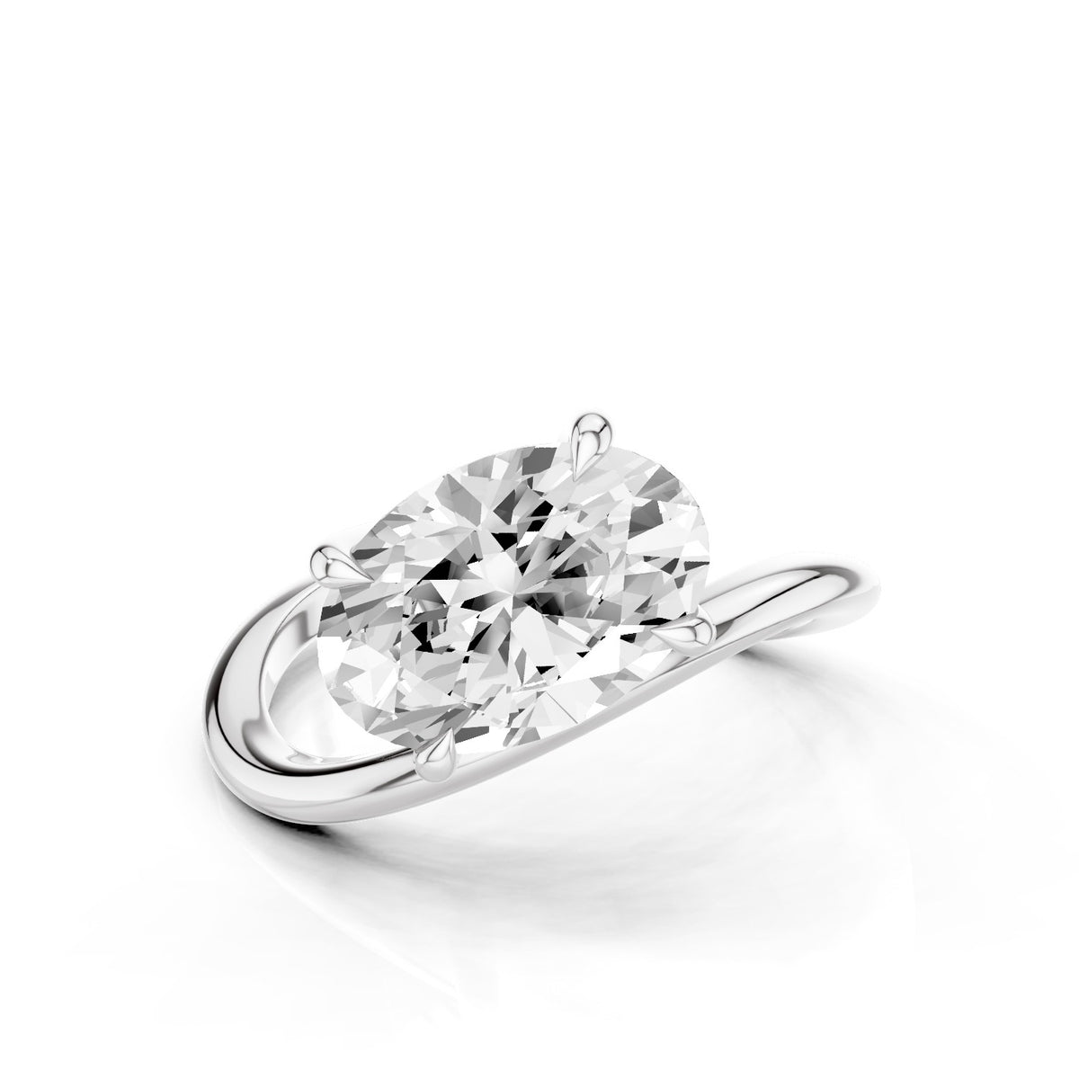 Ena – 2 Carat Oval Curved Offset Bezel Solitaire