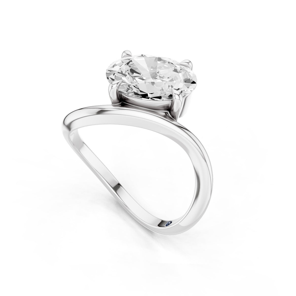 Ena – 2 Carat Oval Curved Offset Bezel Solitaire