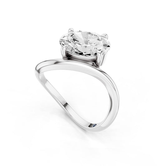Ena – 2 Carat Oval Curved Offset Bezel Solitaire