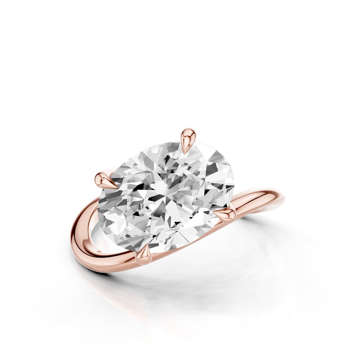 Ena – 3 Carat Oval Curved Offset Bezel Solitaire