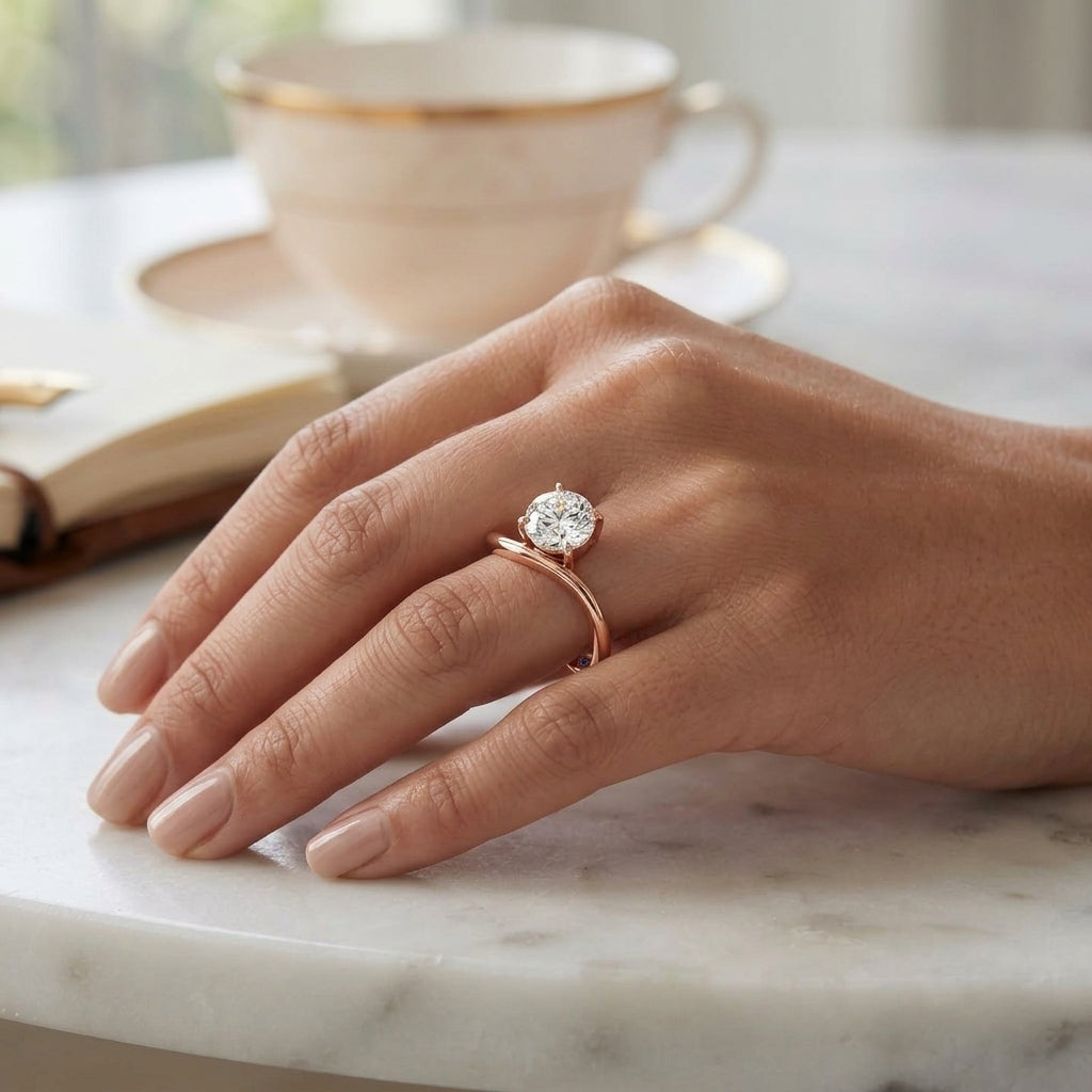 Ena – 3 Carat Oval Curved Offset Bezel Solitaire