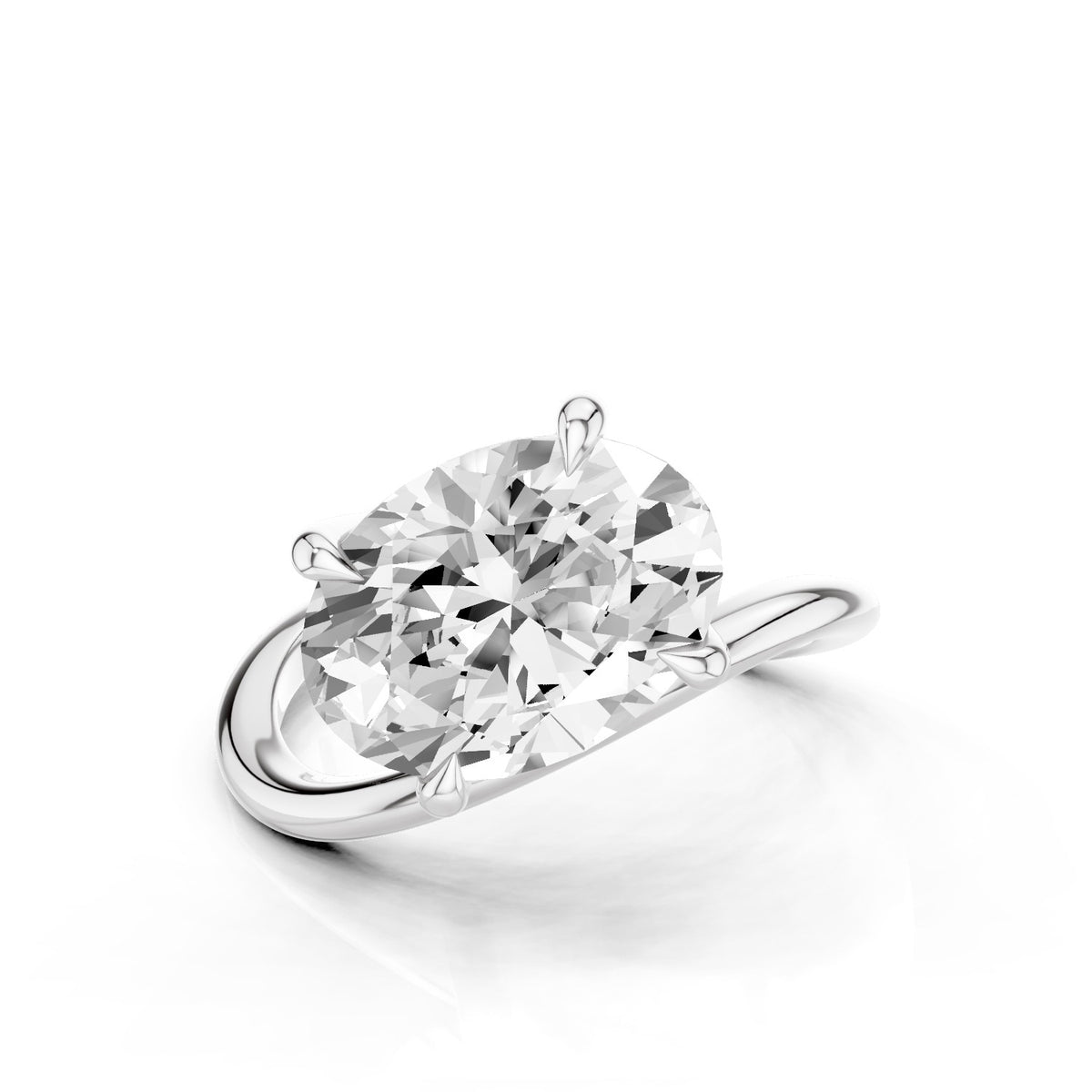 Ena – 3 Carat Oval Curved Offset Bezel Solitaire