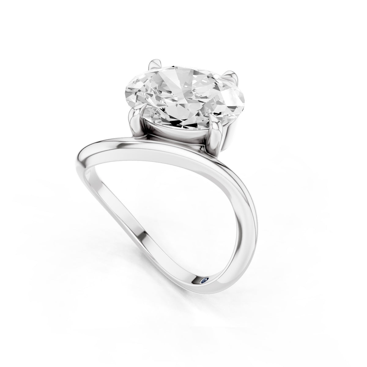 Ena – 3 Carat Oval Curved Offset Bezel Solitaire