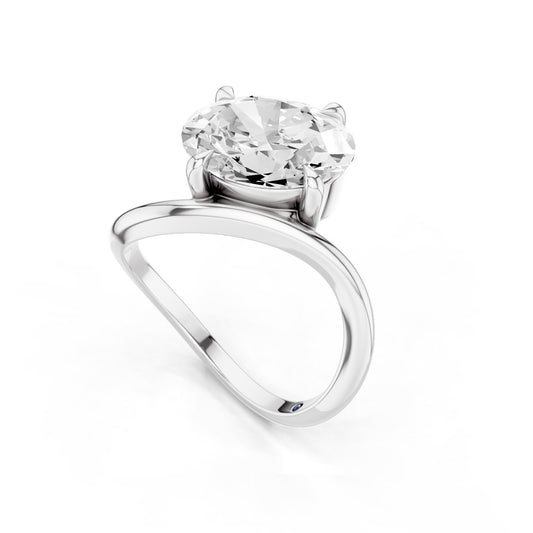 Ena – 3 Carat Oval Curved Offset Bezel Solitaire