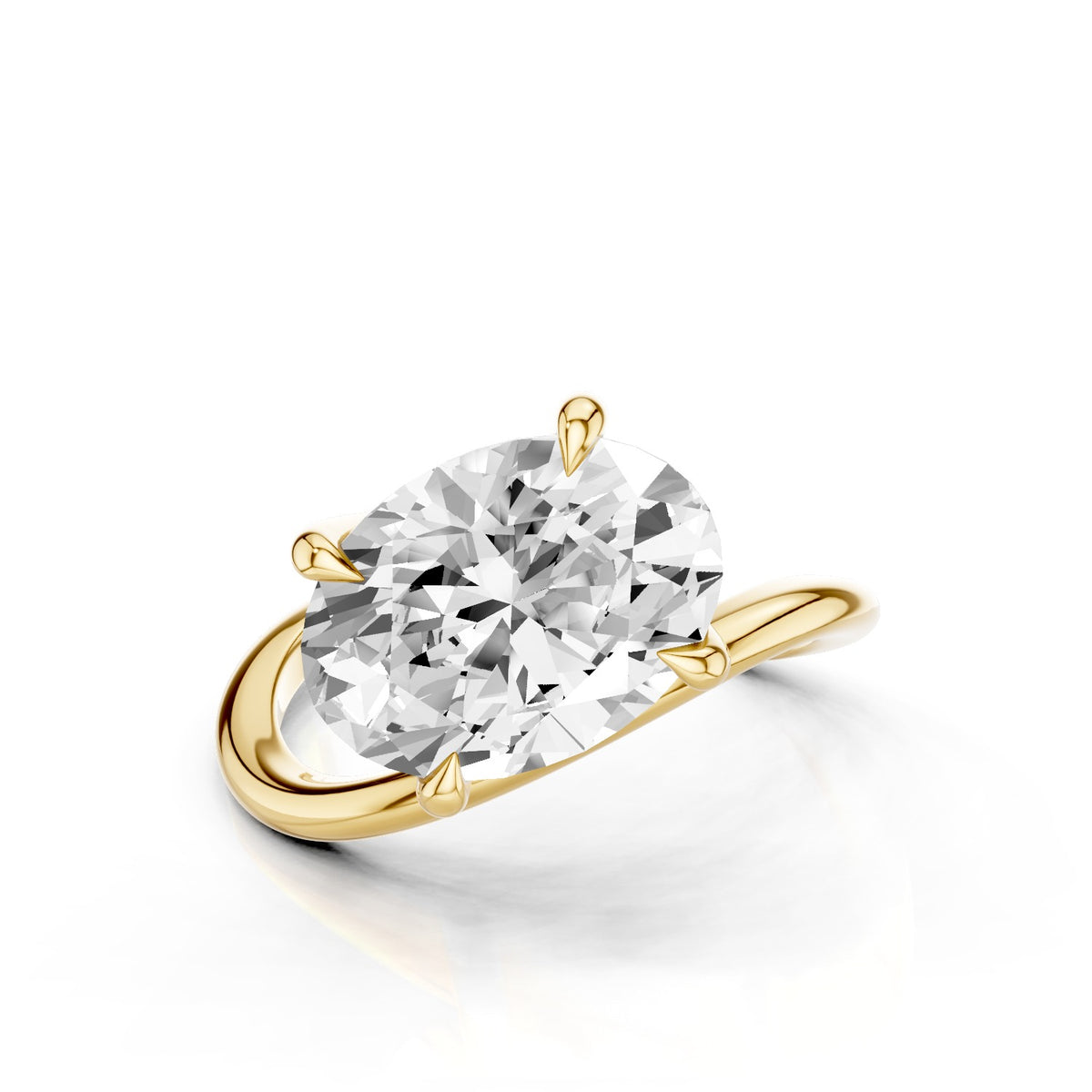 Ena – 3 Carat Oval Curved Offset Bezel Solitaire