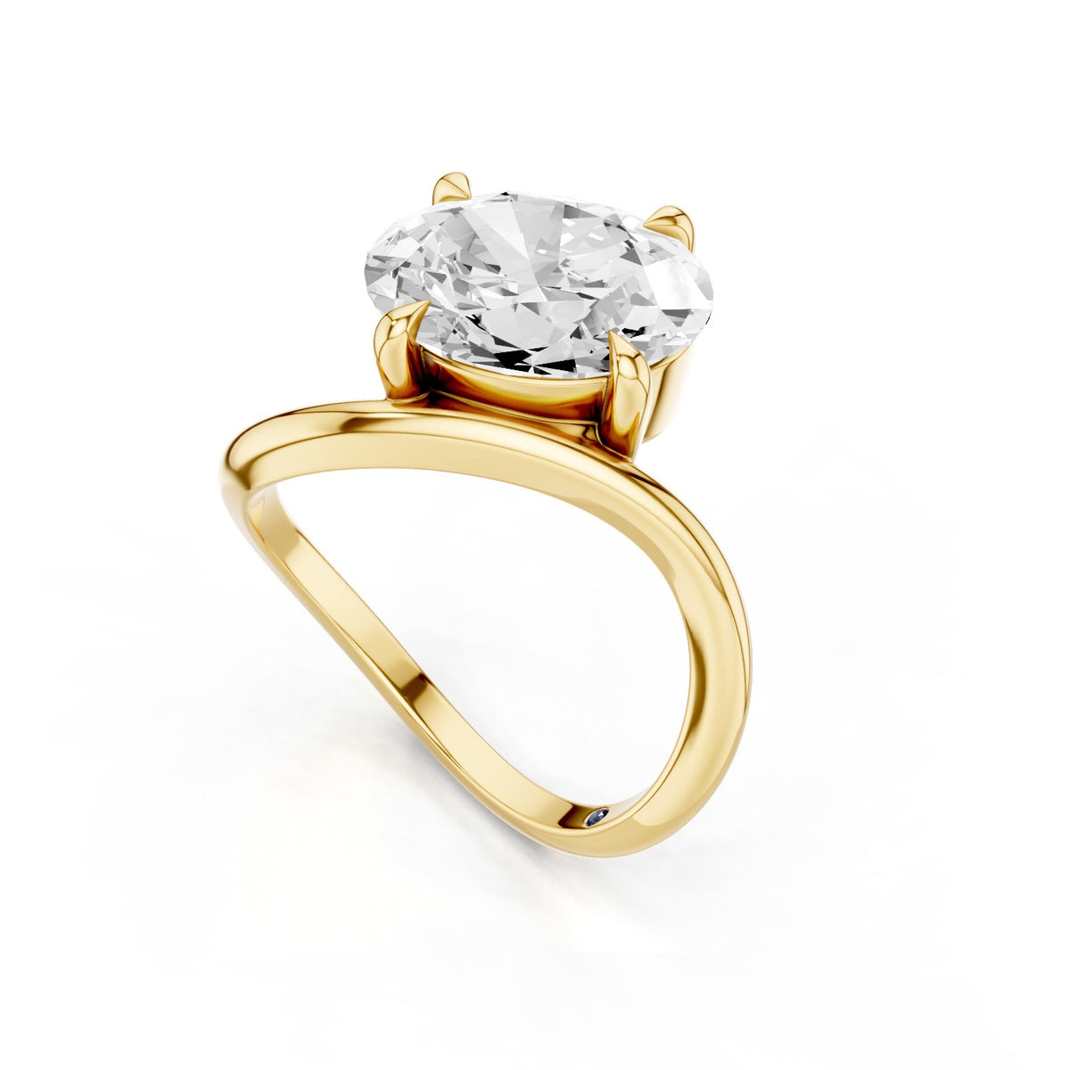 Ena – 3 Carat Oval Curved Offset Bezel Solitaire