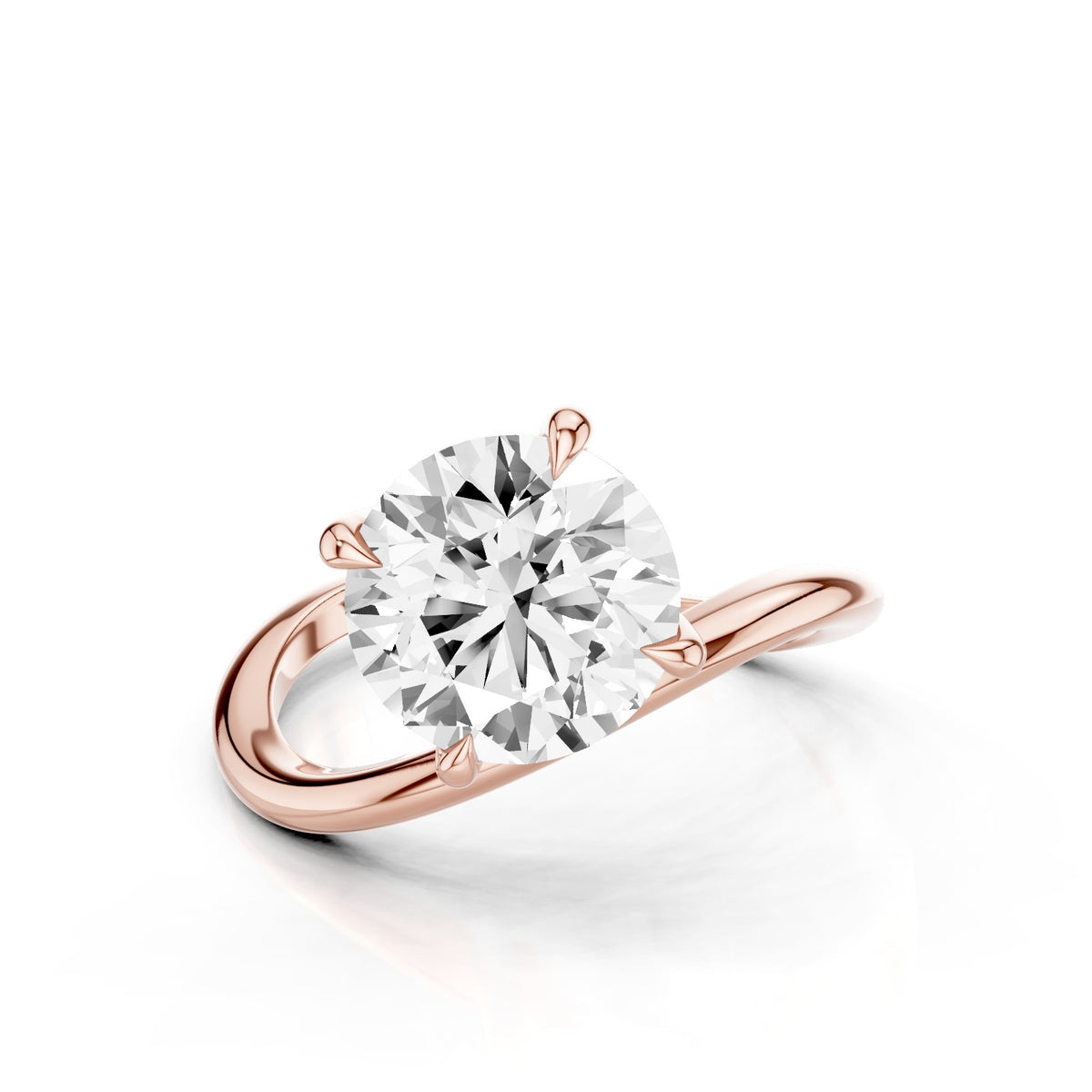Ena – 2 Carat Round Curved Offset Bezel Solitaire