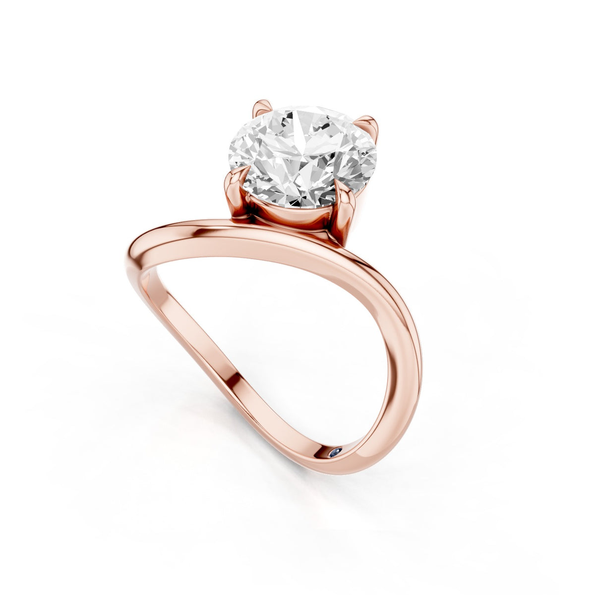 Ena – 2 Carat Round Curved Offset Bezel Solitaire