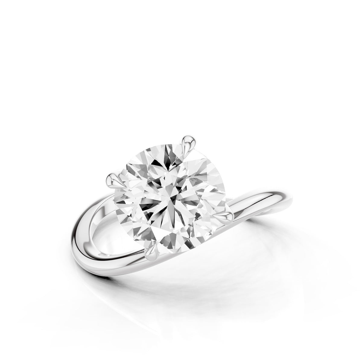 Ena – 2 Carat Round Curved Offset Bezel Solitaire