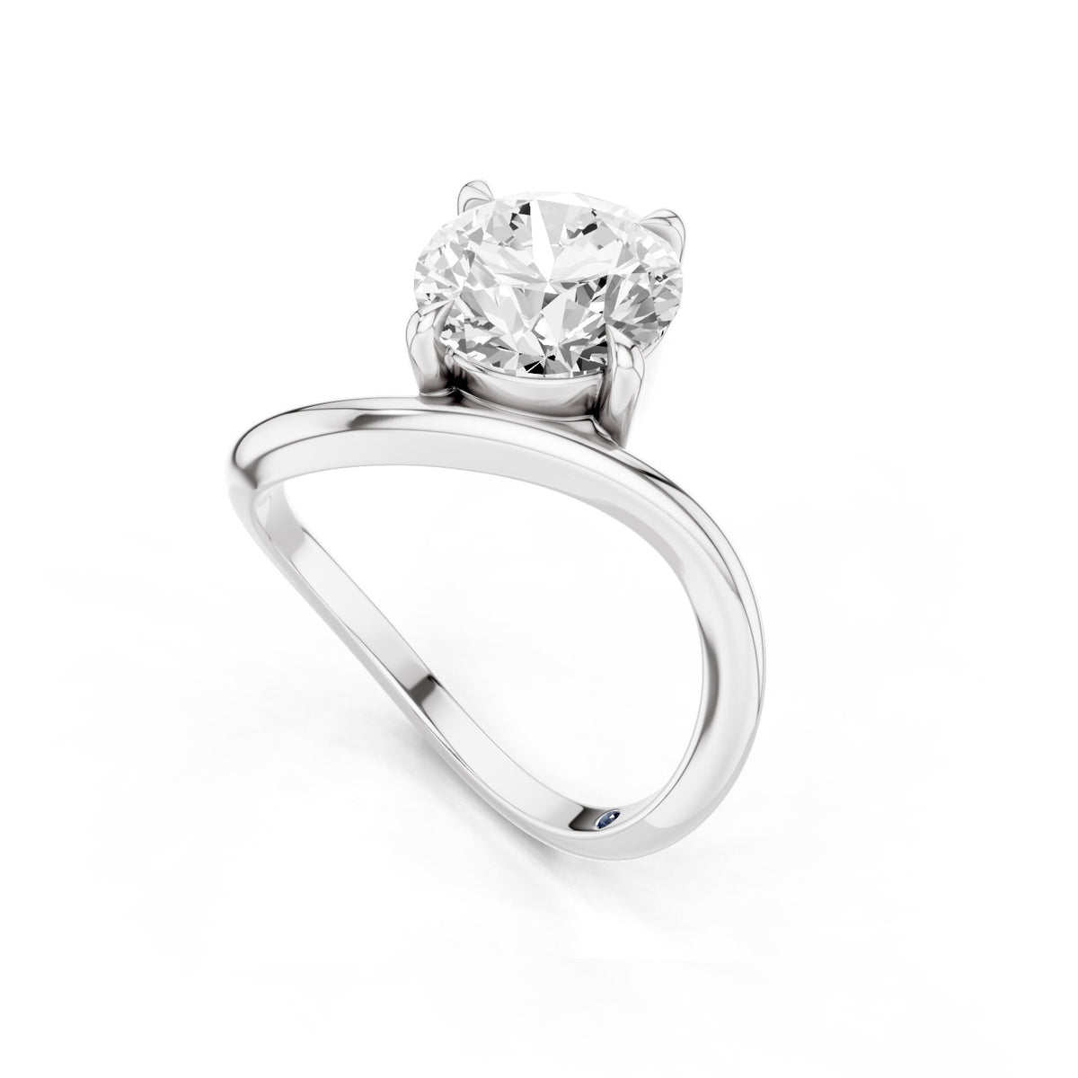 Ena – 2 Carat Round Curved Offset Bezel Solitaire