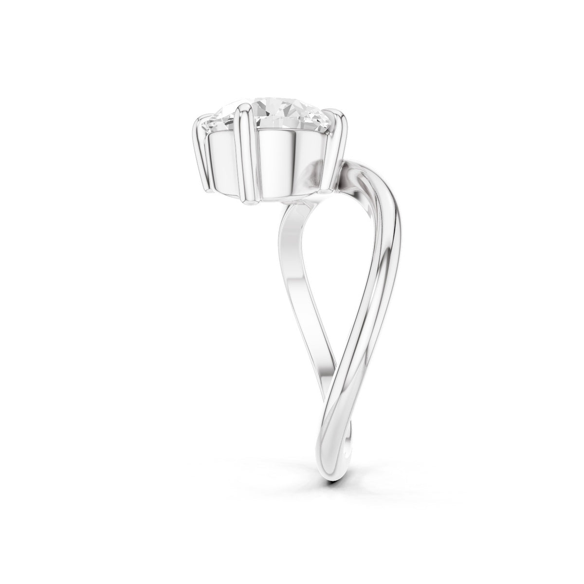 Ena – 2 Carat Round Curved Offset Bezel Solitaire